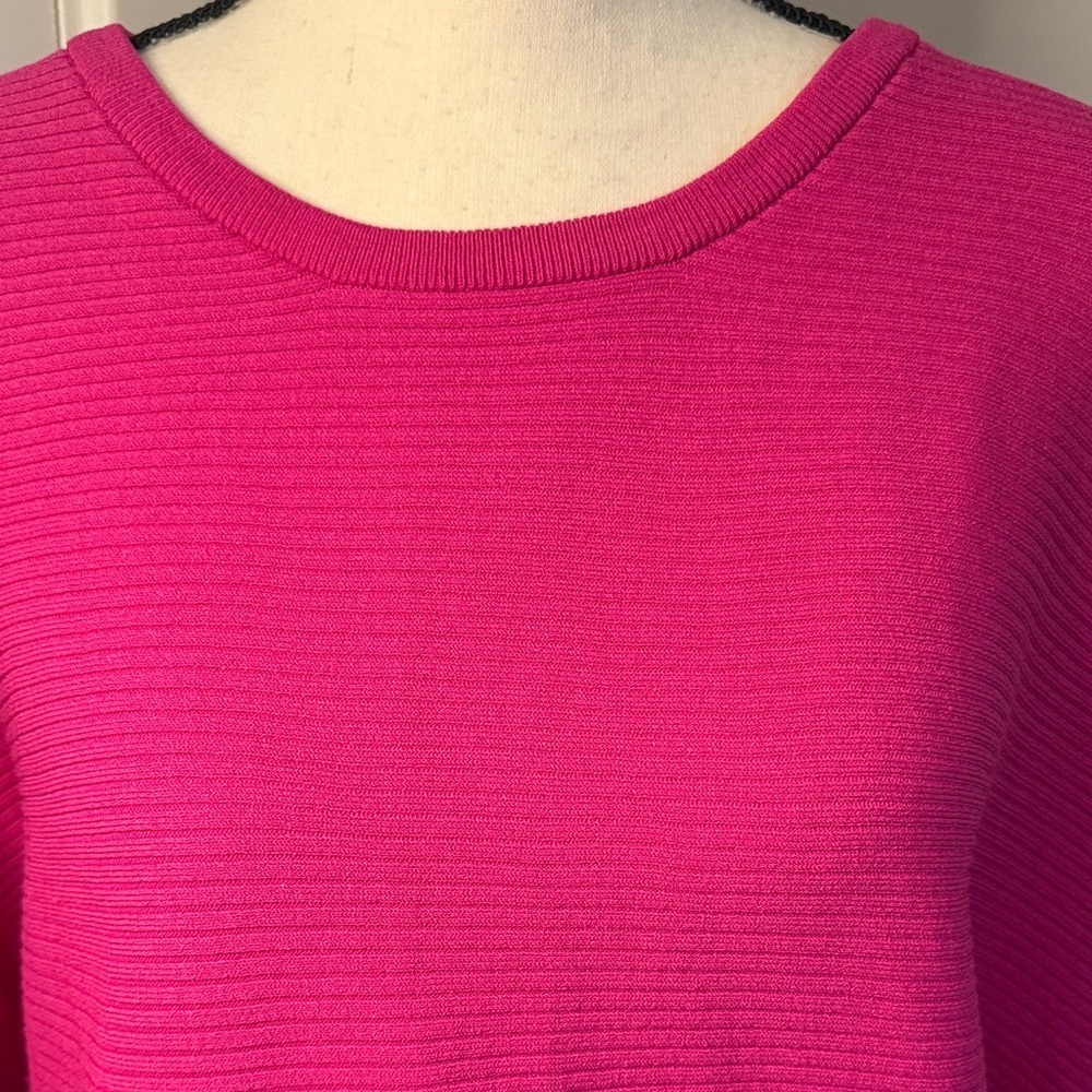 Pink Lightweight Ribbed Crewneck, Open Back Sweater - Picture 6 of 6